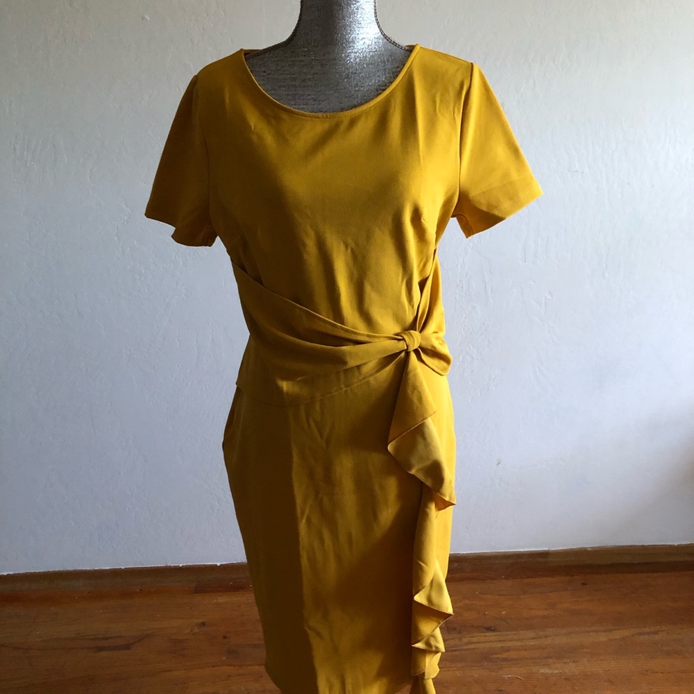 Aisize Short Sleeve Side Tie Wrap Dress